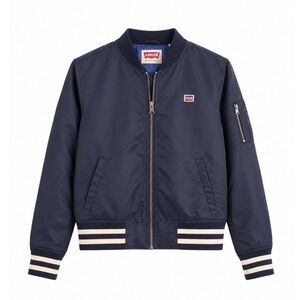 Vintage Levis Bomber Jacket Mens Small Navy Blue  Varsity Striped Trim